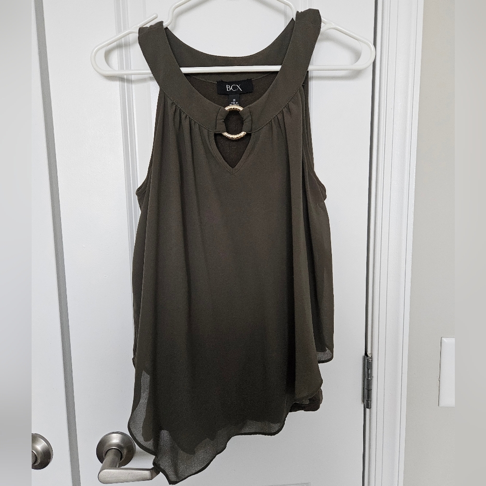 BCX Women's Dark Olive Sleeveless Blouse